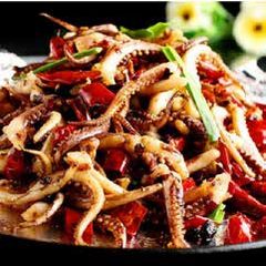 Sizzling squid tentacles